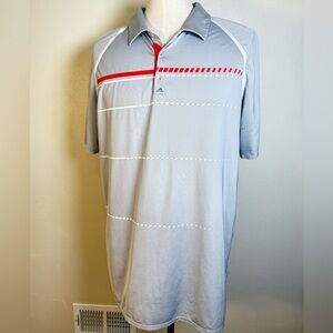Adidas Coolmax Mens XL Polo Golf Shirt Troon North Grey Performance Stripe White